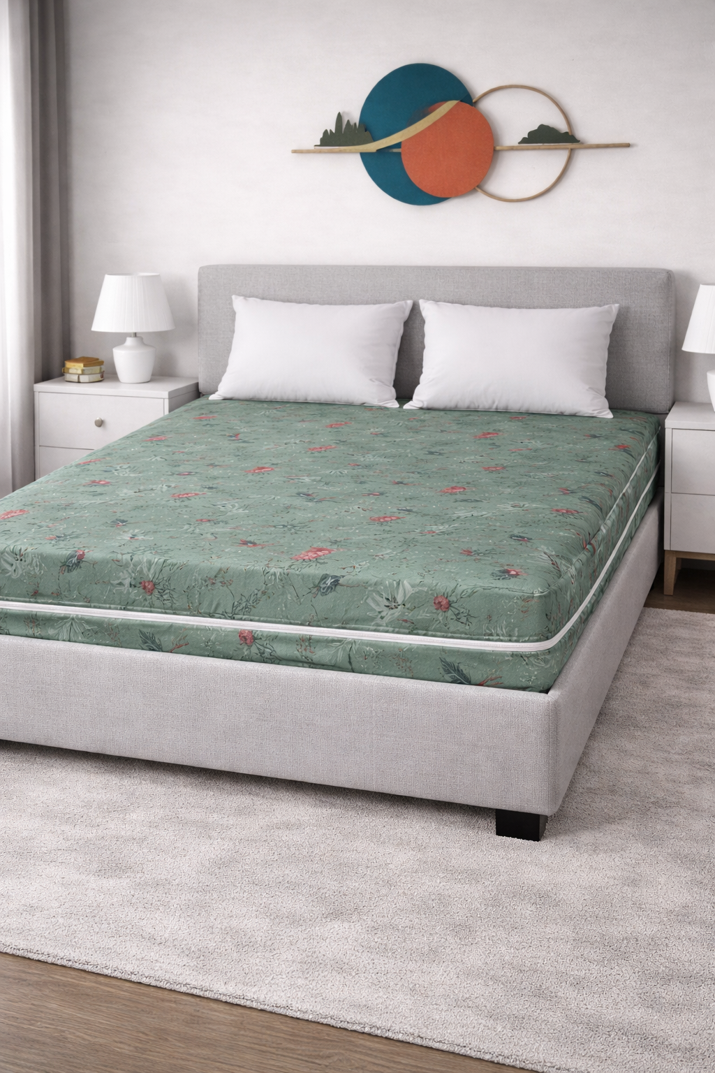 Zipper Mattress Cover Printed-Summer Slumber Protectors Apricot