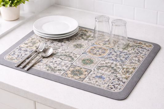 Anti Slip Dish Drying Mat-Bohemian Rugs Apricot