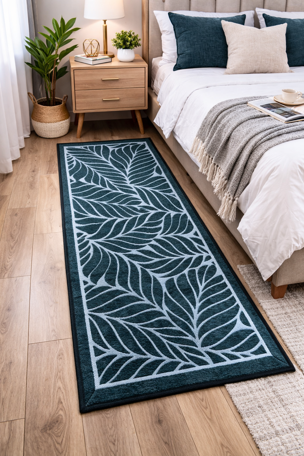 50*150 CM Non Slip Bedside Rug (SA2510-119)Black Apricot