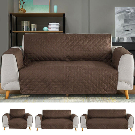 Quilted Sofa Cover- Chocolate Brown Sofa Cover Apricot
