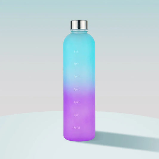 Colorful Gradient Steel Cover with Time Scale Water bottle 5467Orange Over Green Apricot