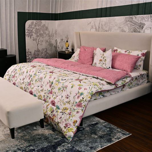 8 PCs Winter Razai Set-Cosmos Comforters Apricot