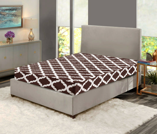 Quilted Waterproof Mattress Protector-Brown Geometric