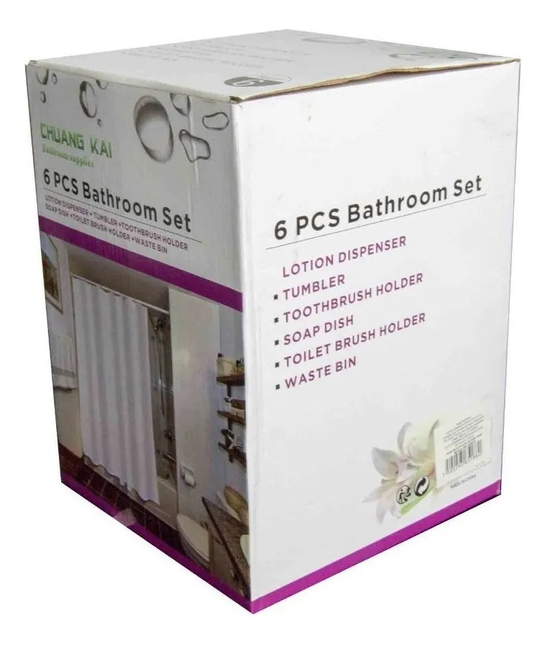 6PVC Bathroom Accessory Set-Embossed Stripe(Grey) Bathroom Accessory Sets Apricot