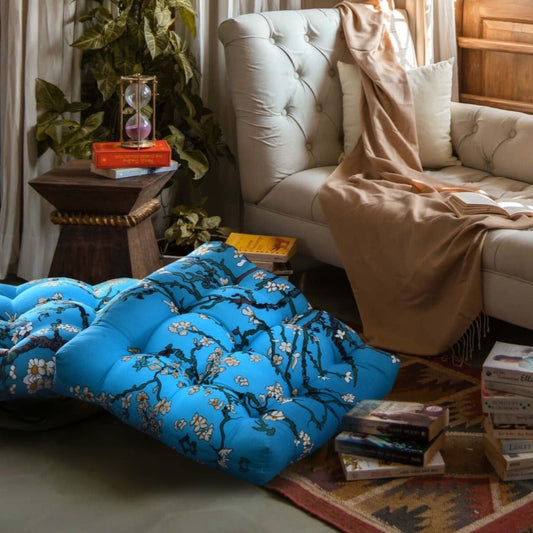 Digital Printed Square Floor Cushions- Roots cushions Apricot