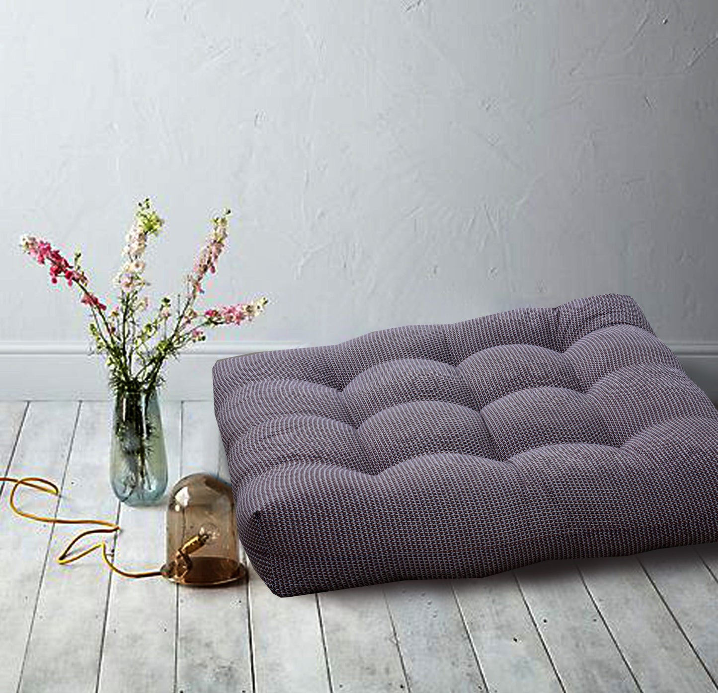 Digital Printed Square Floor Cushions- Small Buds cushions Apricot