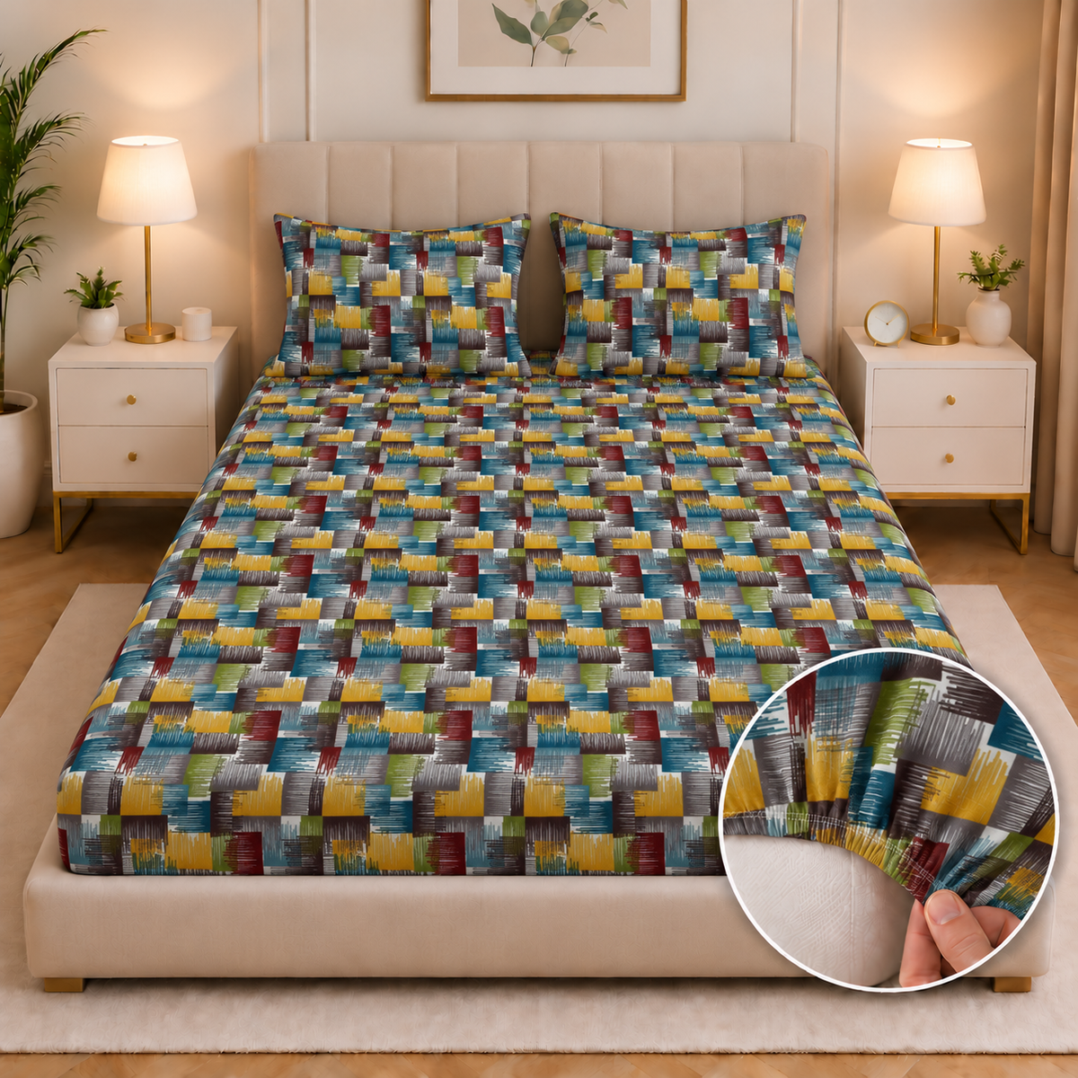 Fitted Bed Sheet-Gradient Fitted Sheets Apricot