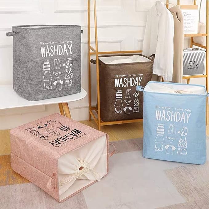 Eva Collapsible Laundry Basket Wash Day(1948)-Grey Apricot