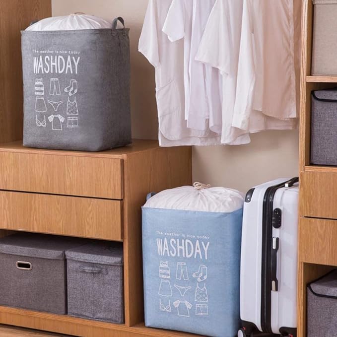 Eva Collapsible Laundry Basket Wash Day(1948)-Grey Apricot