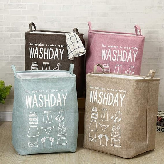 Eva Collapsible Laundry Basket Wash Day-Beige  Apricot