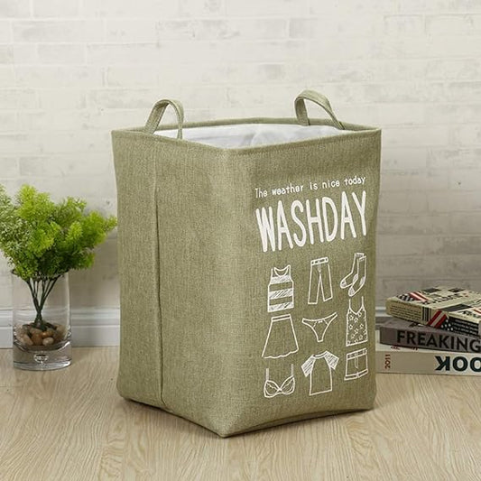 Eva Collapsible Laundry Basket Wash Day-Green  Apricot
