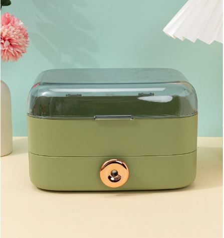 Makeup and Eye Shadow Box with Lid-(5344)Green