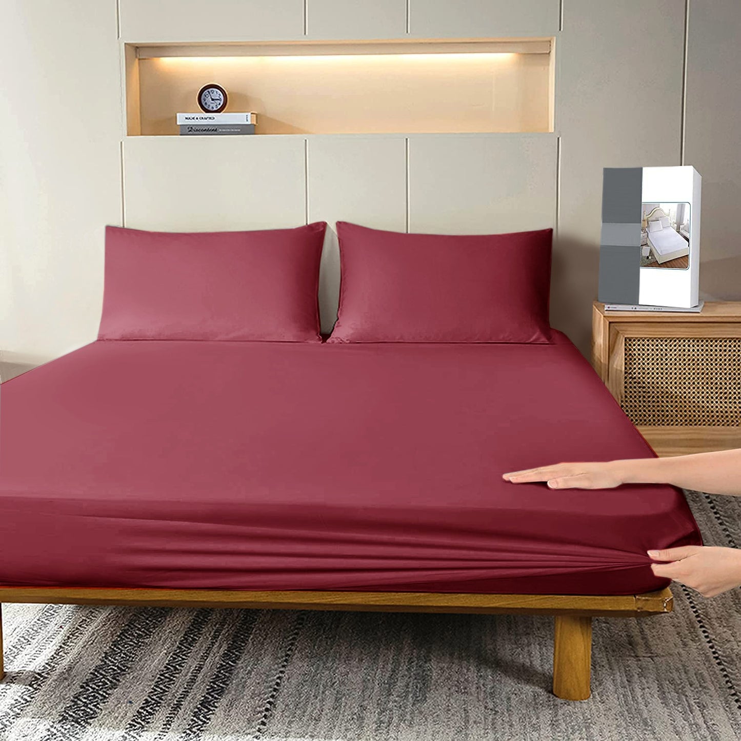 Fitted Bed Sheet Dyed-Maroon Fitted Sheets Apricot