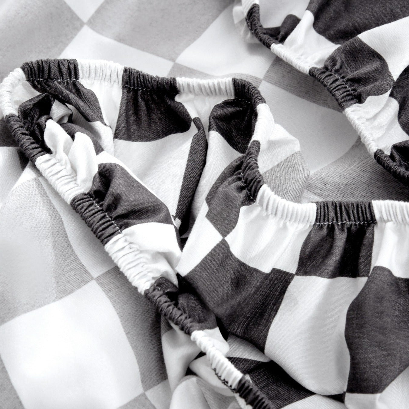 Fitted Bed Sheet-Grey Chess Fitted Sheets Apricot