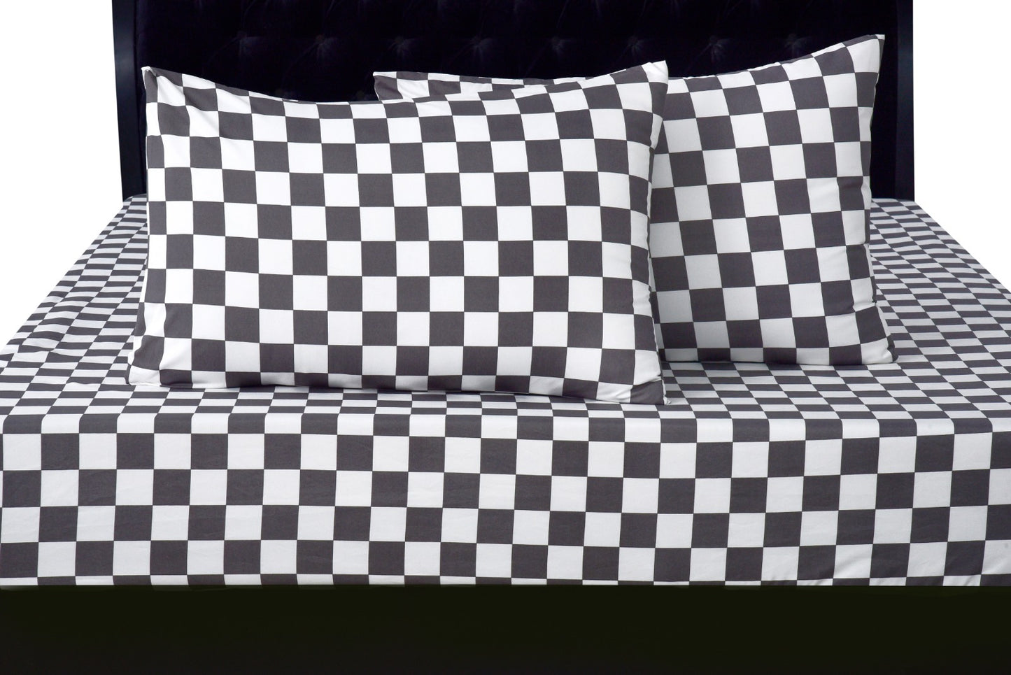 Fitted Bed Sheet-Grey Chess Fitted Sheets Apricot