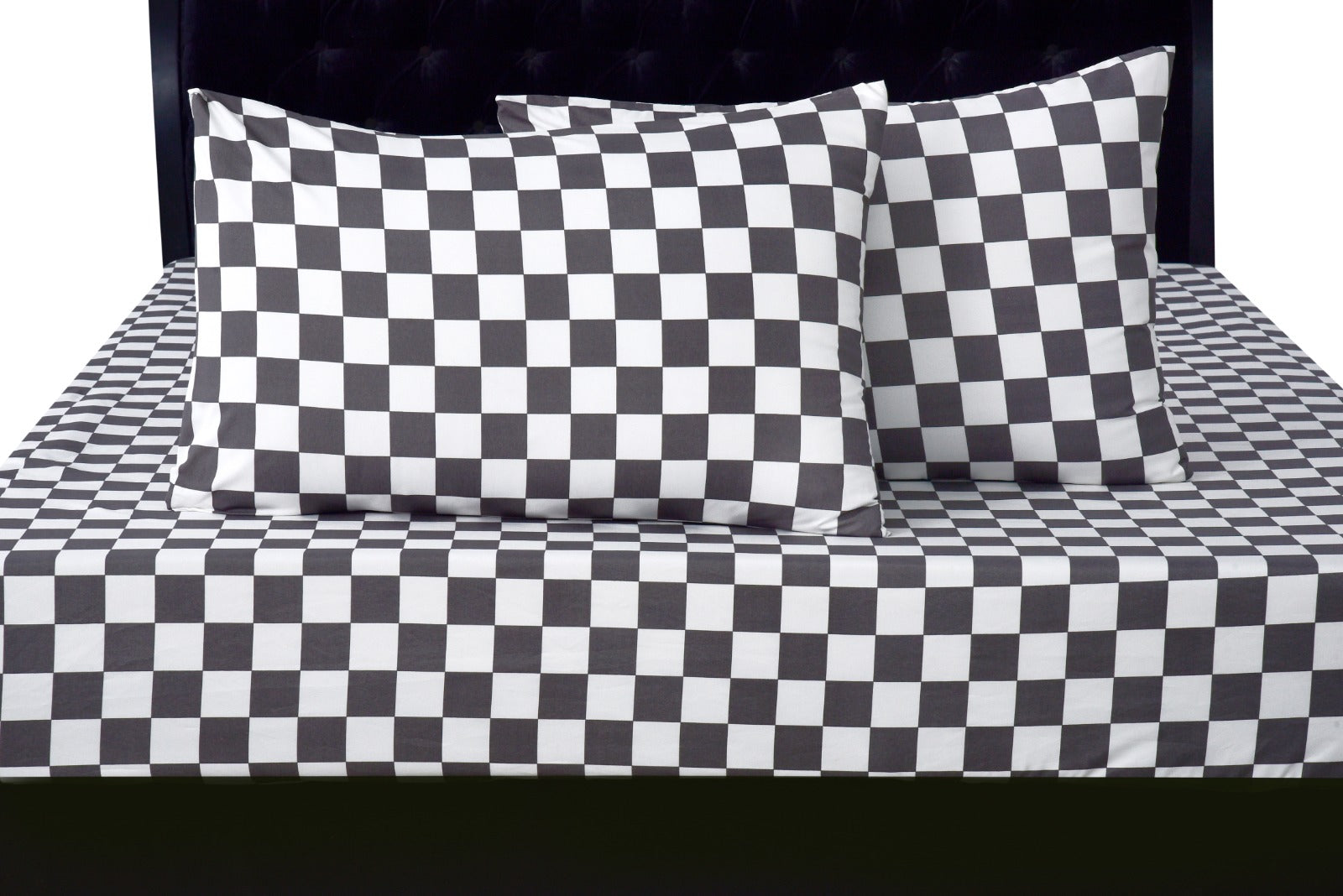 Fitted Bed Sheet-Grey Chess Fitted Sheets Apricot