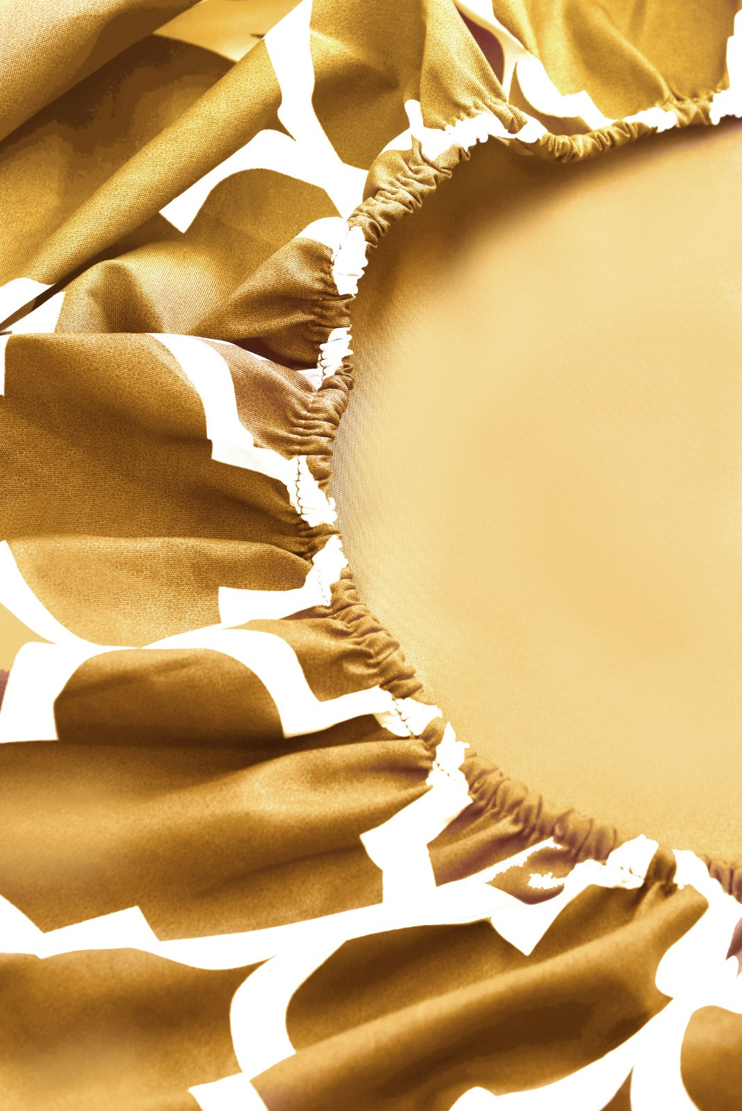 Fitted Bed Sheet-Mustard Geometric Fitted Sheets Apricot