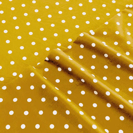 3 PCs Double Bed Sheet-Mustard Polka Bed Sheets Apricot