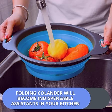 Foldable Silicone Drain Basket-Blue(Large) Apricot
