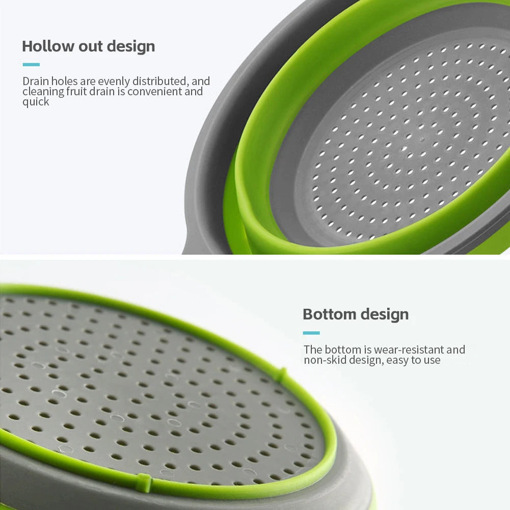 Foldable Silicone Drain Basket-Green(Large) Apricot