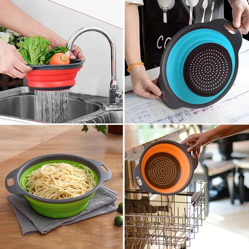 Foldable Silicone Drain Basket-Green(Large) Apricot