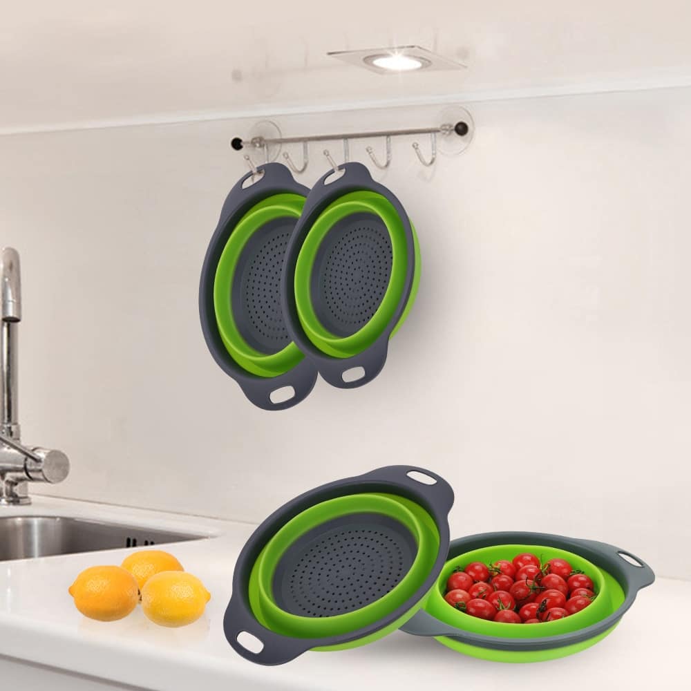 Foldable Silicone Drain Basket-Green(Large) Apricot