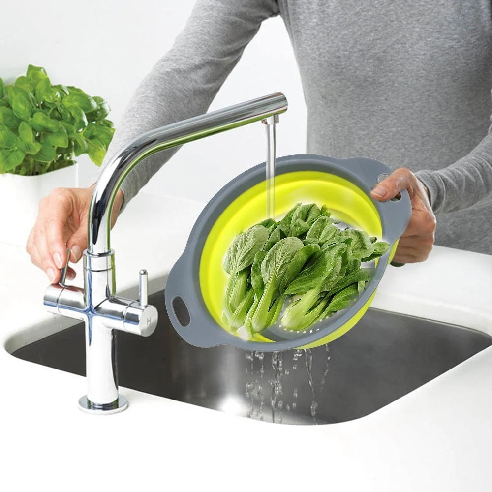 Foldable Silicone Drain Basket-Green(Large) Apricot