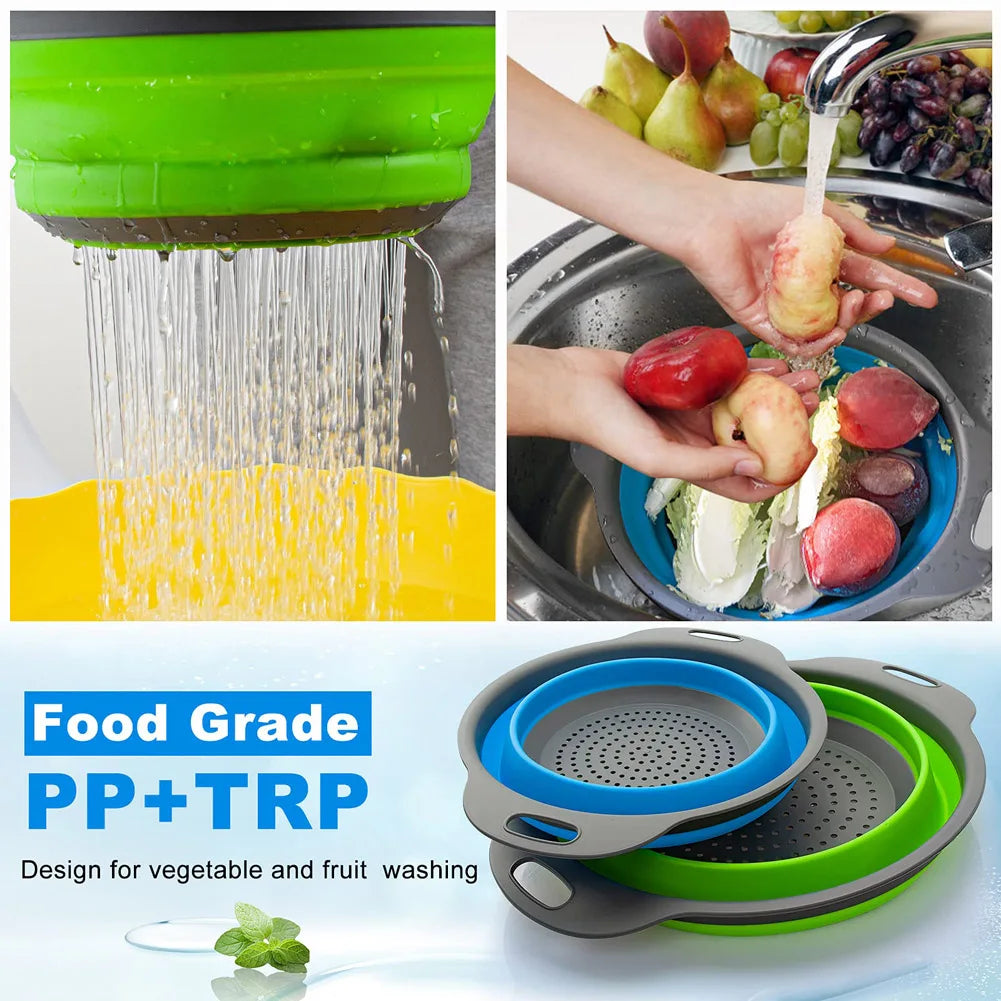Foldable Silicone Drain Basket-Green(Large) Apricot