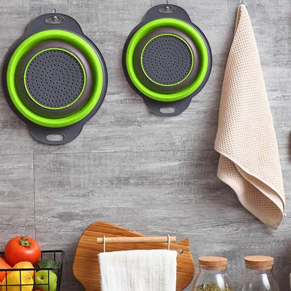 Foldable Silicone Drain Basket-Green(Large) Apricot