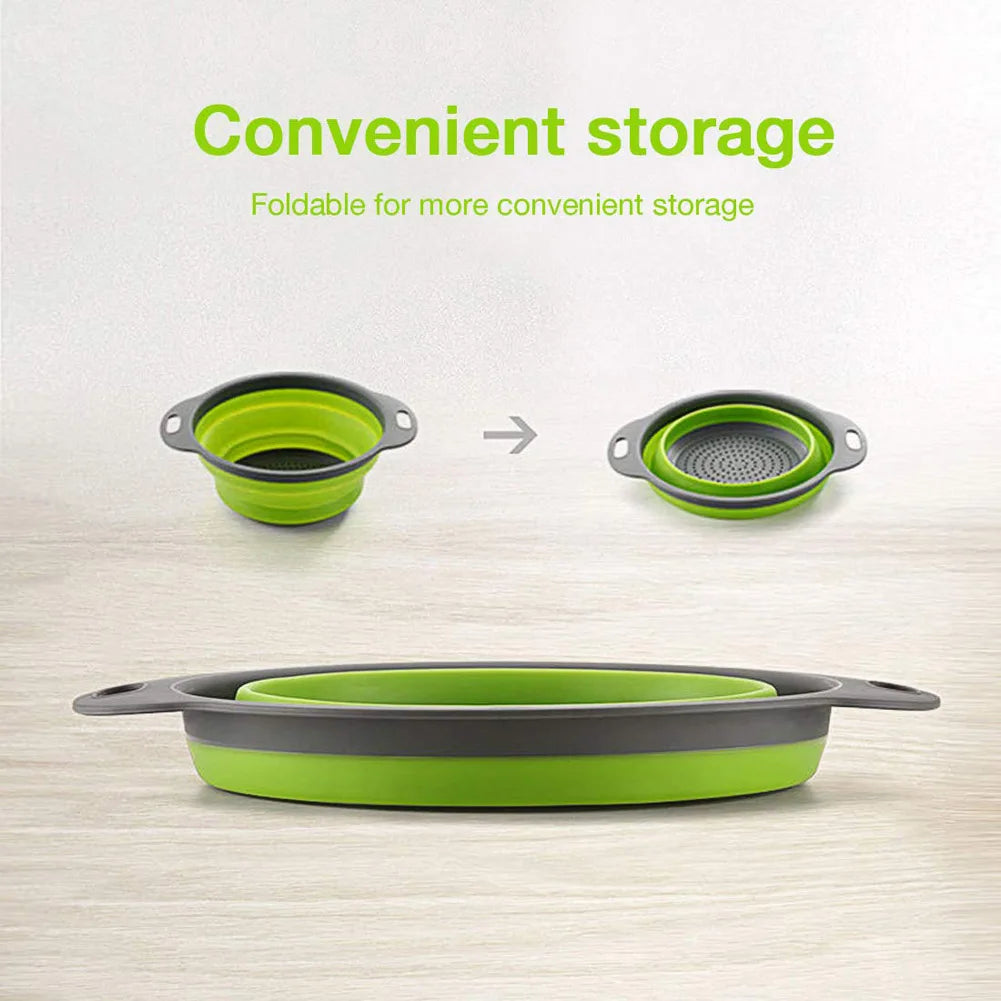 Foldable Silicone Drain Basket-Green(Large) Apricot