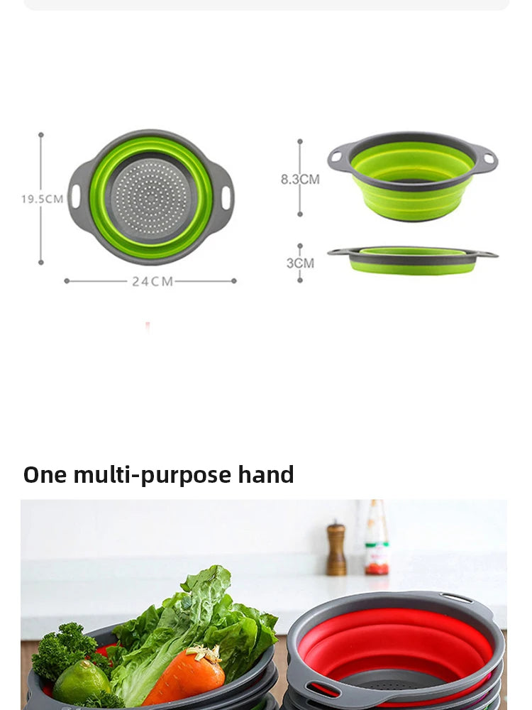 Foldable Silicone Drain Basket-Green(Large) Apricot