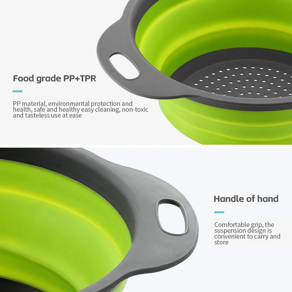 Foldable Silicone Drain Basket-Green(Large) Apricot