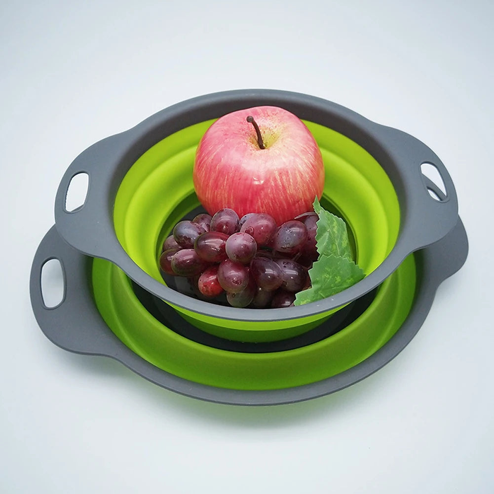 Foldable Silicone Drain Basket-Green(Large) Apricot