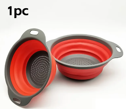 Foldable Silicone Drain Basket-Red(Large) Apricot