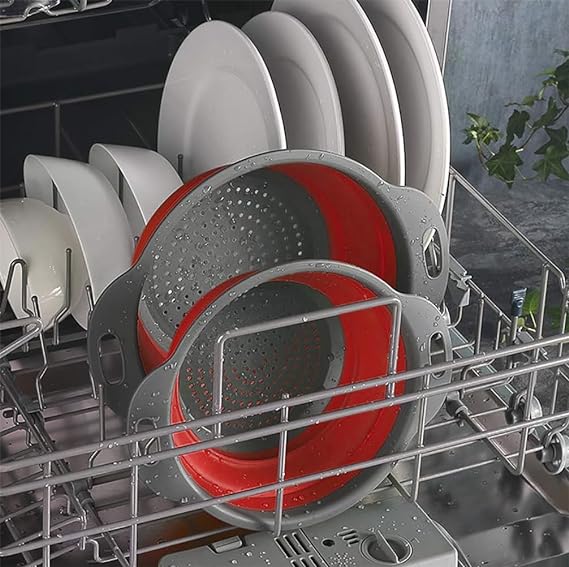 Foldable Silicone Drain Basket-Red(Large) Apricot