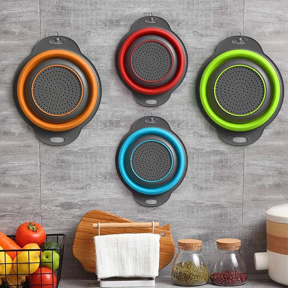 Foldable Silicone Drain Basket-Red(Large) Apricot