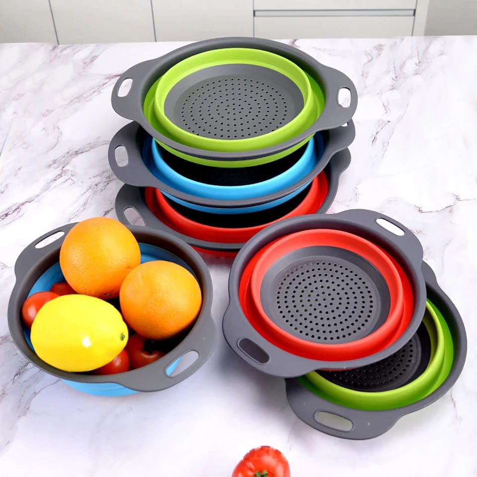 Foldable Silicone Drain Basket-Red(Large) Apricot