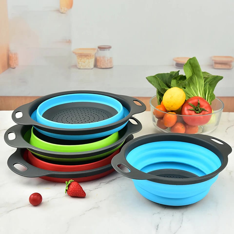 Foldable Silicone Drain Basket-Red(Large) Apricot