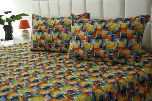 2Pcs Single Bed Sheet- Coral Rush