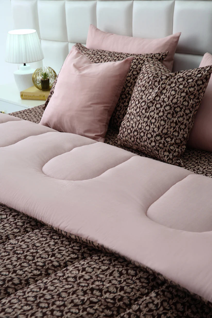 5 PCs Single Comforter Set-Coral Reef Comforters Apricot