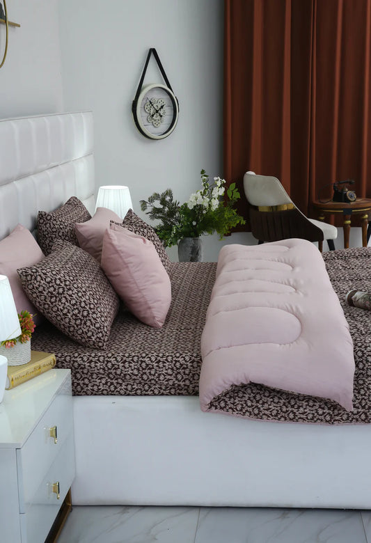 5 PCs Single Comforter Set-Coral Reef Comforters Apricot