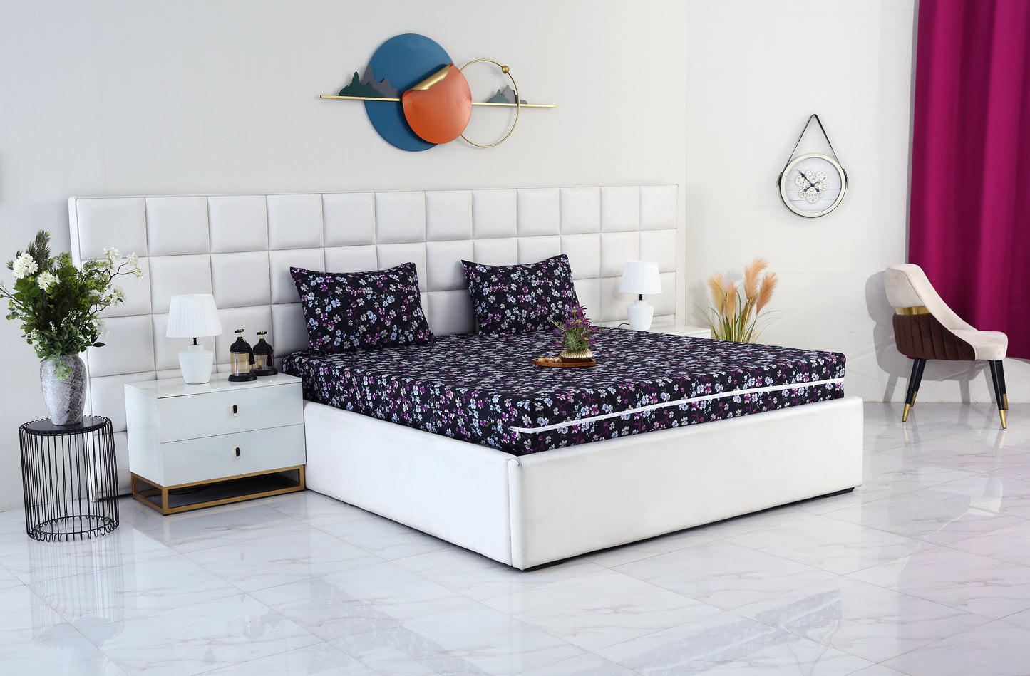 Zipper Mattress Cover Printed-Rosemary Protectors Apricot