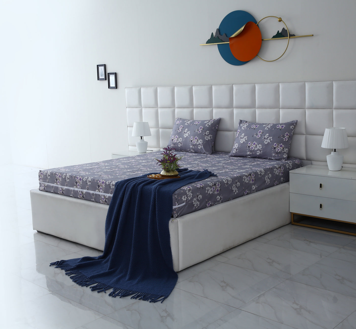 Zipper Mattress Cover Printed-White Rose Protectors Apricot