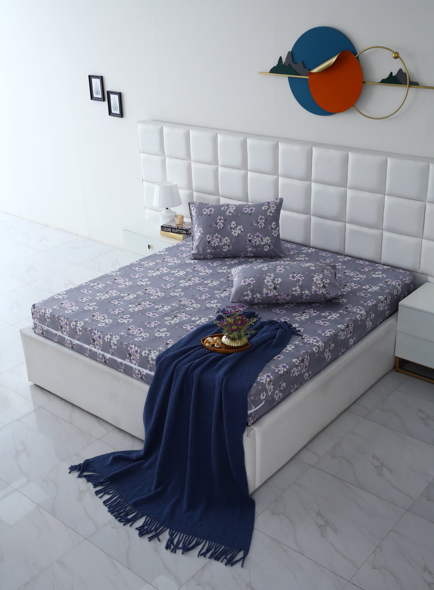 Zipper Mattress Cover Printed-White Rose Protectors Apricot
