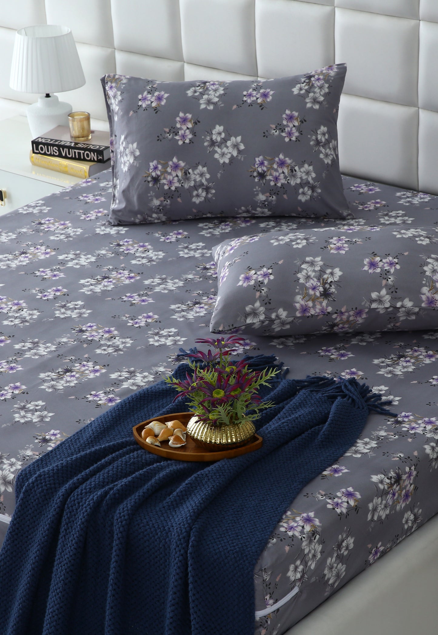 Zipper Mattress Cover Printed-White Rose Protectors Apricot