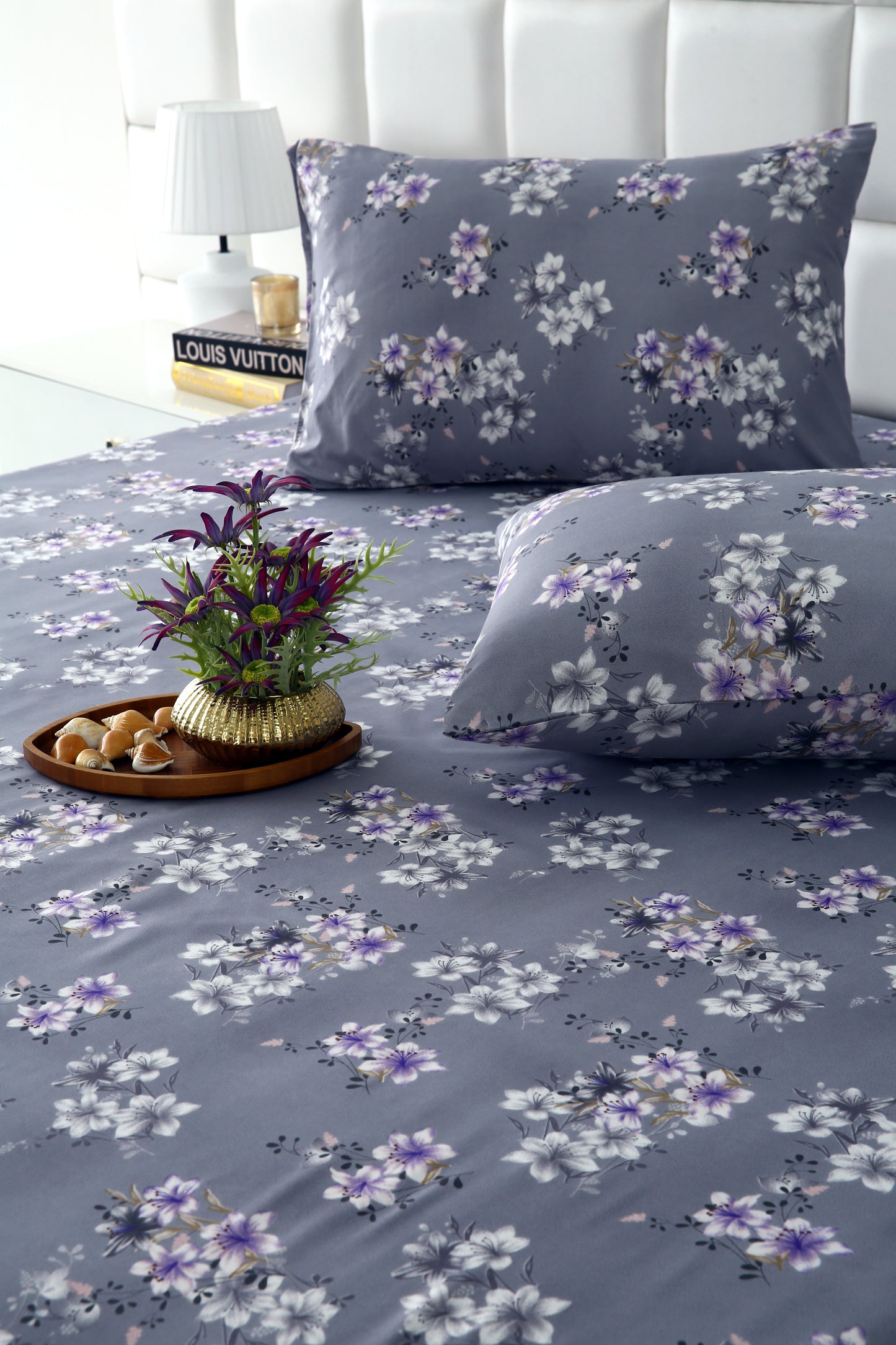 Zipper Mattress Cover Printed-White Rose Protectors Apricot