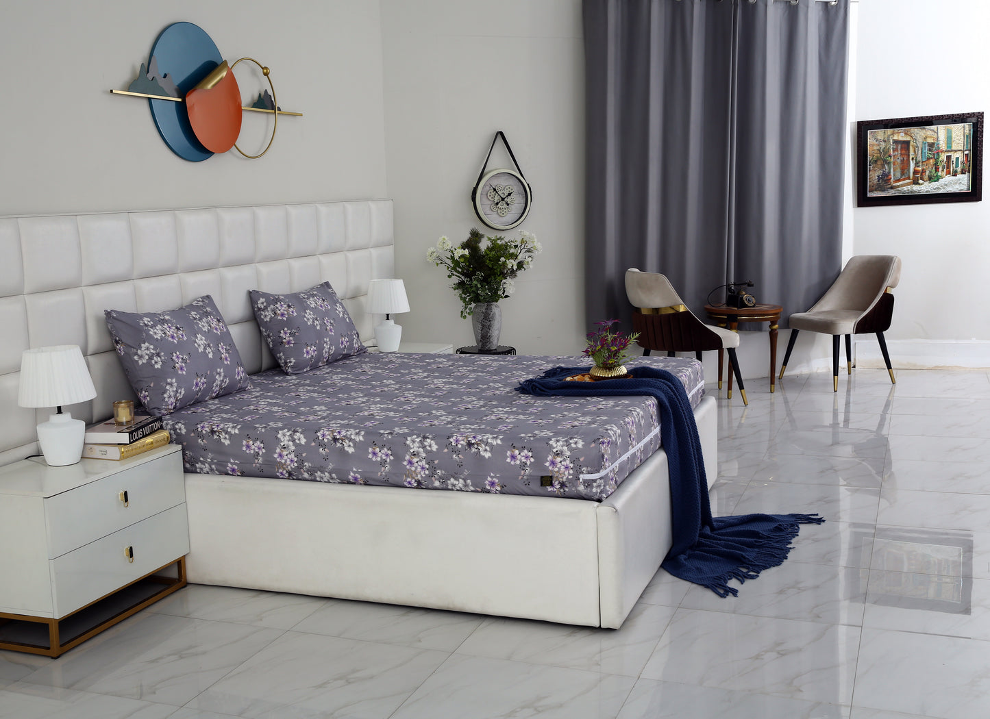 Zipper Mattress Cover Printed-White Rose Protectors Apricot
