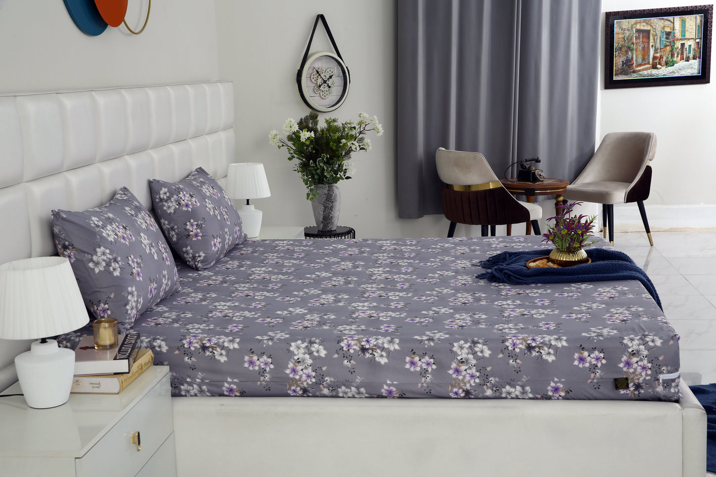 Zipper Mattress Cover Printed-White Rose Protectors Apricot