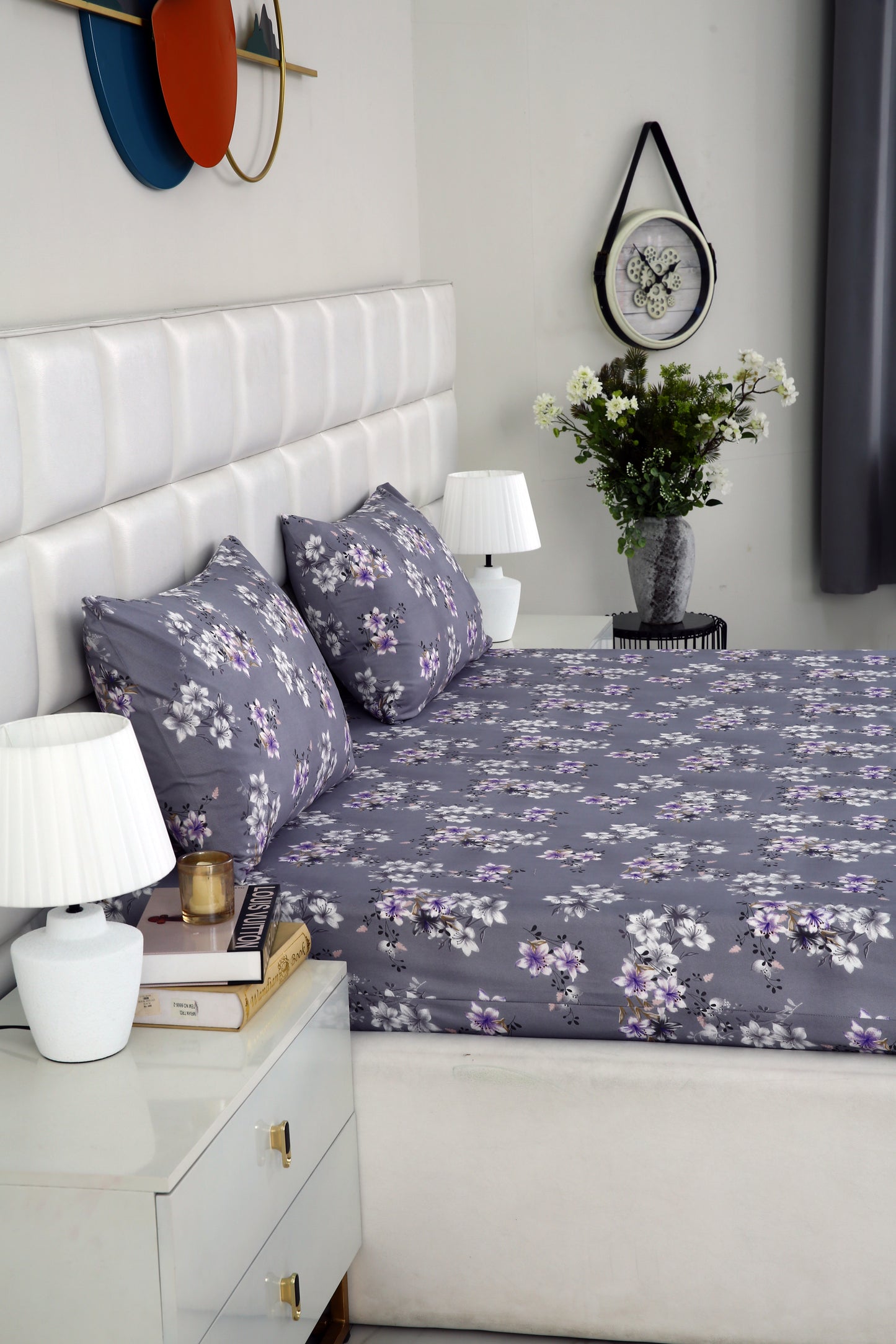 Zipper Mattress Cover Printed-White Rose Protectors Apricot