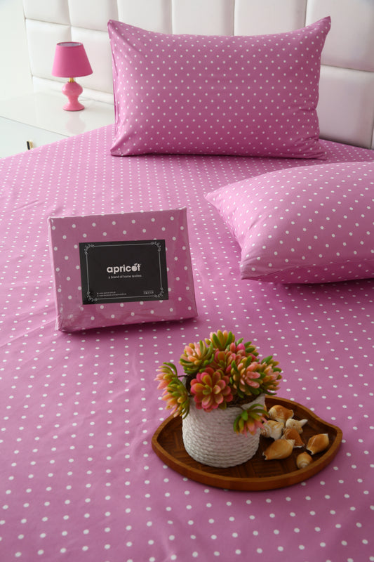 2Pcs Single Bed Sheet- Lilac Polka